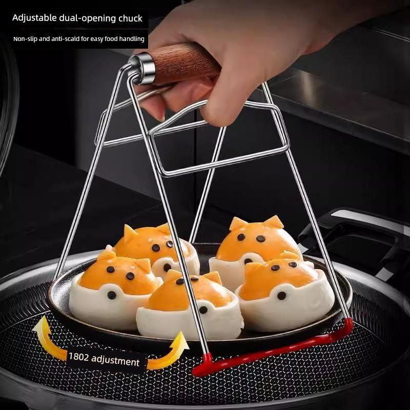 Anti-Scalding Clip 304 Stainless Steel Clip Kitchen Oven Anti-Slip Bowl Lifter Special Clip for Steaming Dishes and Plates