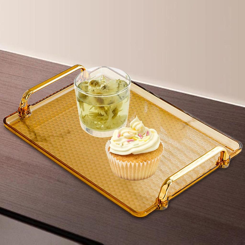 Serving Tray with Handle Bathroom Vanity Organizer Jewelry Storage for Table Centerpiece