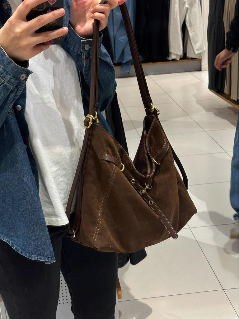 2024 Women's Large Capacity Suede Tote: Autumn/Winter Casual Shoulder & Crossbody Bag