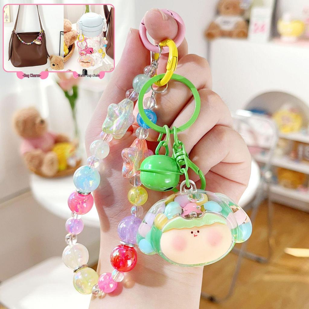 Acrylic Quicksand Lilith Dog Head Keychain - Cute Sparkly Doll Pendant Gift