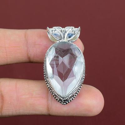 Pendentif Topaze Blanche Facettée Bijoux en Pierres Précieuses Faits Main Pendentif en Argent Sterling 925 Superbe Pendentif Vintage Pendentif Fait Main Cadeaux pour Mère