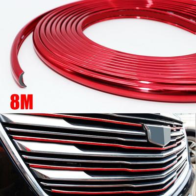 8 Meters Car Bumper Decorative Strip Red Wheel Hub Ring Moulding Trim Edge Protective Car Styling Exterior