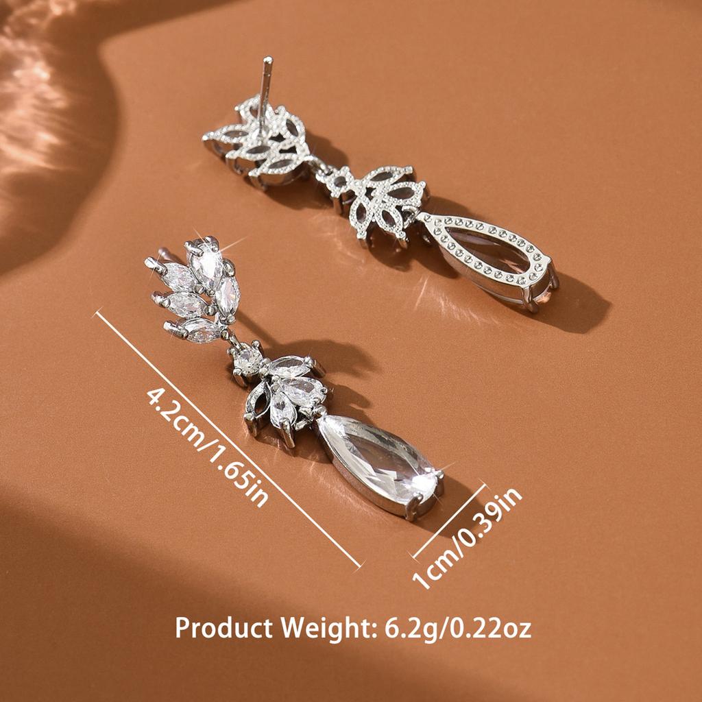 Ladies' fashionable design water droplet earrings Zircon suitable for dates, parties, holidays, gifts