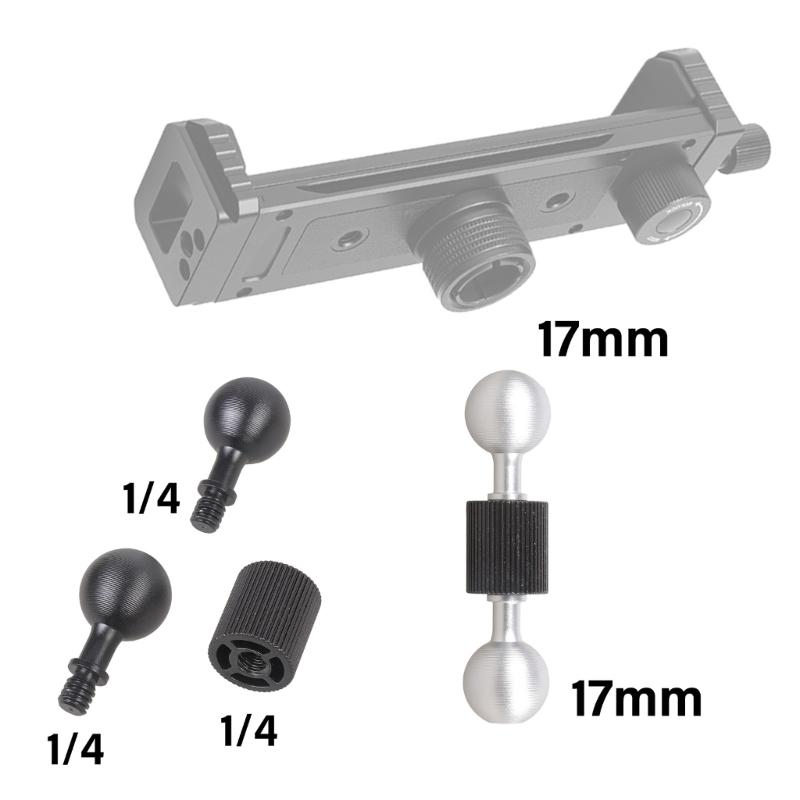 Motorcycle Double Ball Extension Rod Mount 17mm Ball Head 1/4” Thread Aluminum Bracket For Phone Action Camera Accessories