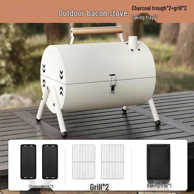 Portable Dual-Use Folding Smokeless Charcoal Grill & Frying Stove for Outdoor Camping