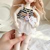 10cm doll Striped Camisole Set Tie Straps Lace Skirt Outfit Ruffled Hem Clothes