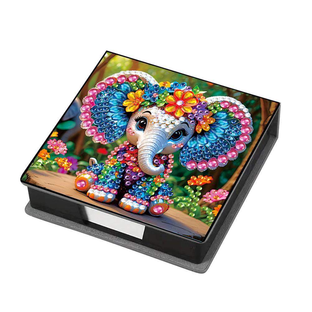 Girl Leather Gem Painting Memo Pad Holder Mosaic Kit Diamond Art Note Box with 160 Sheets of Paper for Adults Beginners