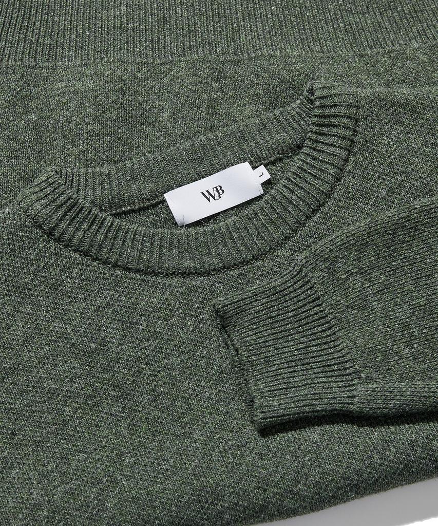 WEST GRAND BOULEVARD Semi-Over Wool Blended Knit Moss Green