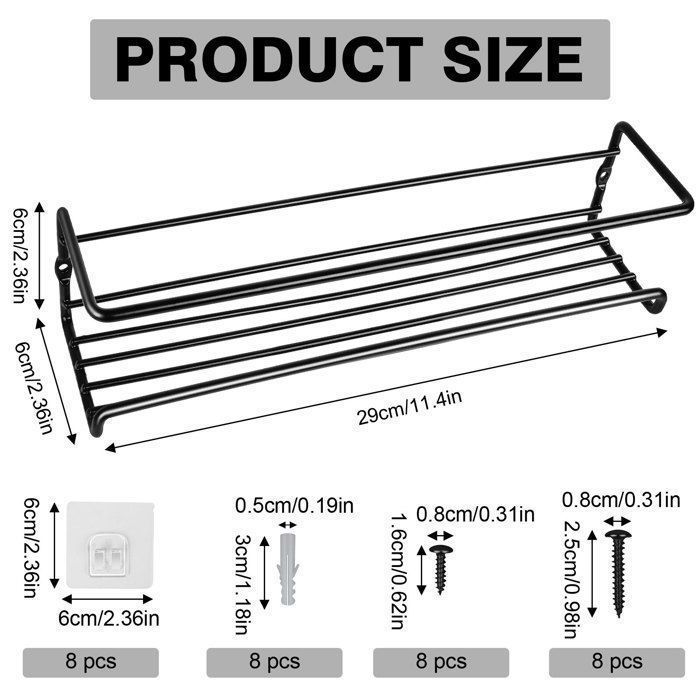 Spice Rack - Durable - Metal - Black - 4 Pieces - Hanging Installation