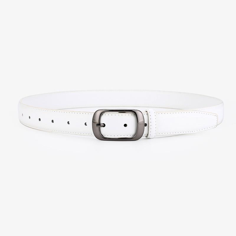 

Minimalist Leather Belt For Women With Alloy Buckle For Business And Casual Wear White