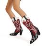 Fashion Cowboy Western Boots Women's Embroidery Mid Calf Boots Patchwork Snakeskin Mixed Colours Heels Shoes