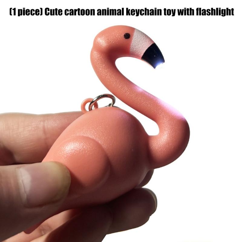 ABS Animal Shaped Flashlight Keychain Builts In Light for Dark Conditions Cartoon Animal Portable Accessory