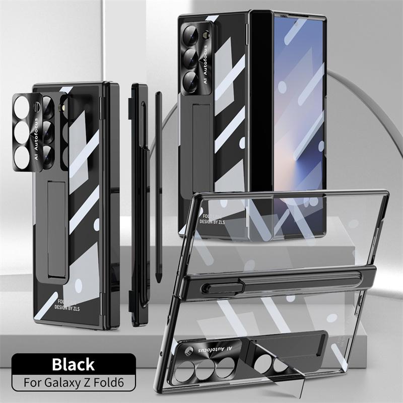 Pentru Samsung Galaxy Z Fold 8 Ultra / 7 6 5 4 3 Carcasă PC Placată cu Protecție Dublă Balama Suport Slot Stilou cu Sticlă Securizată Stilou Stylus