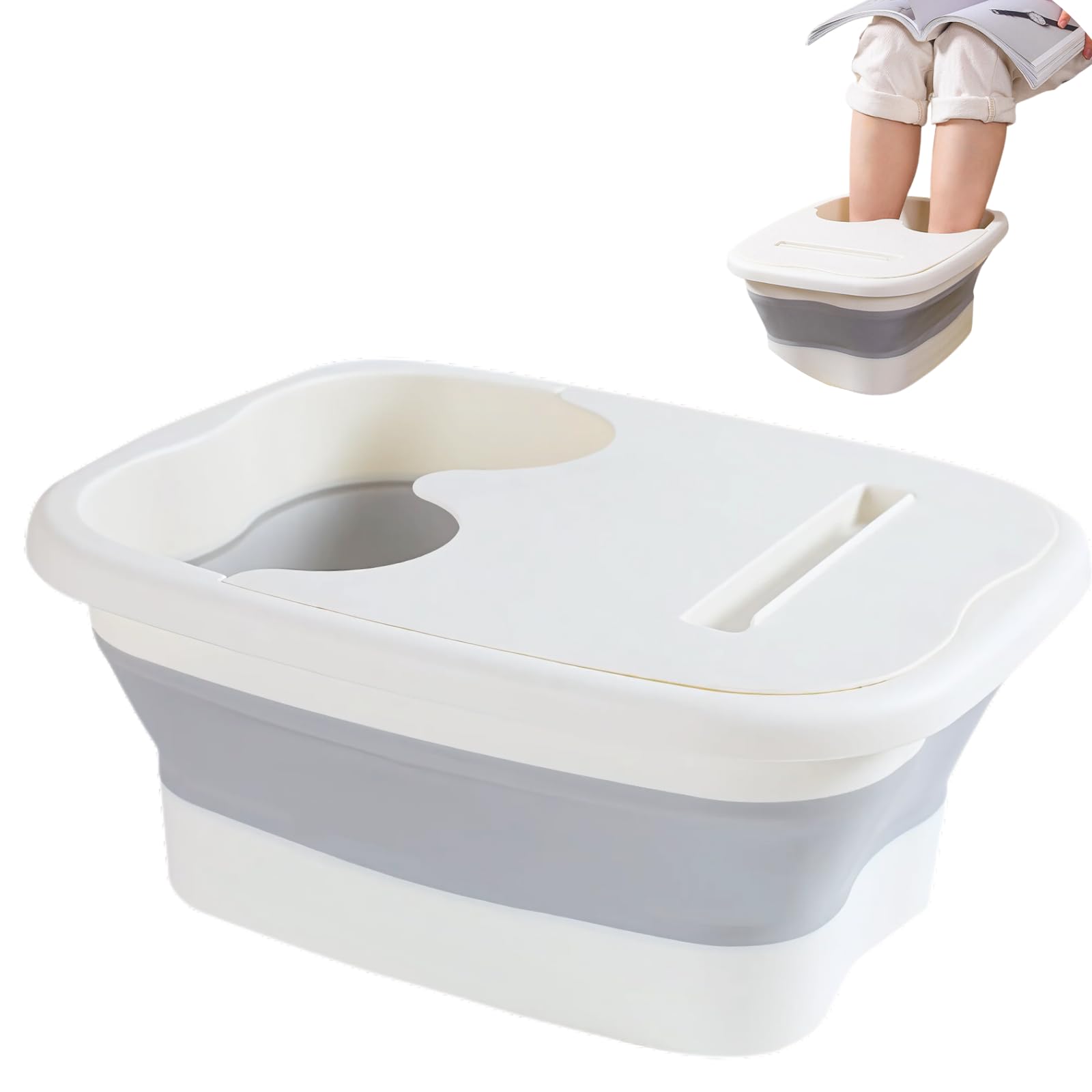DIZLAS Foot Bath Foldable Foot Portable Foot Bath Bucket with Insulated Bucket, Spa, Lid, Deep,