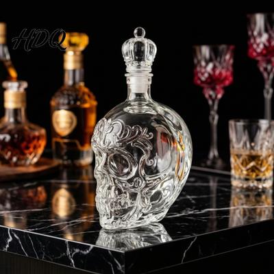 Caraffa in Vetro Cristallo Teschio Decanter per Whiskey 500ml Bottiglia Gotica con Tappo Decorazione di Halloween