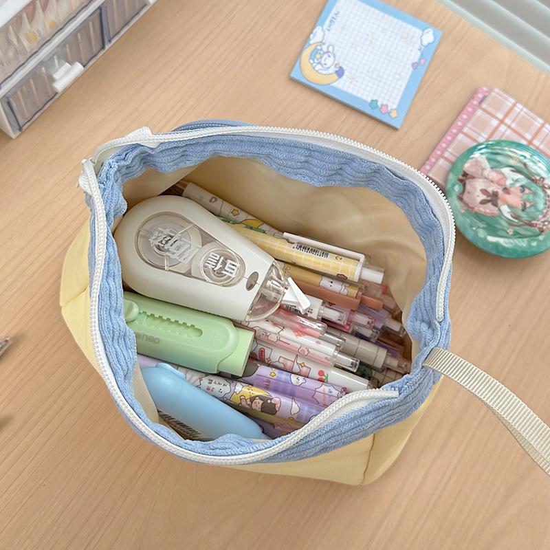 Contrasting Color High Value Large Capacity Girl Student Stationery Pencil Case Storage Bag