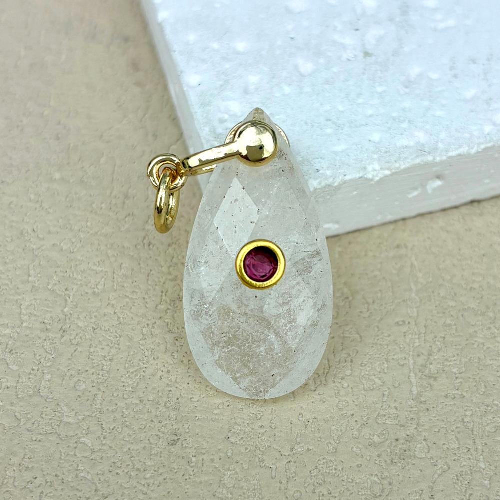 High Quality Teardrop Shape Natural Tiger Eye Amethyst Rose Quartz Stone Pendant Zircon Personalized Design Necklace Pendant