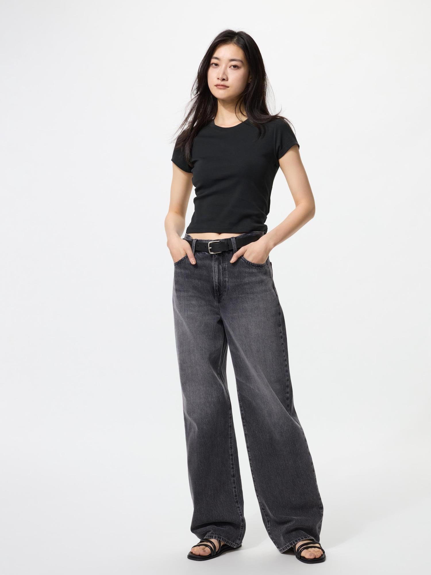 

Uniqlo Wide Straight Jeans Leg Length 81 Cm Long Length 07 GRAY/WOMEN 22
