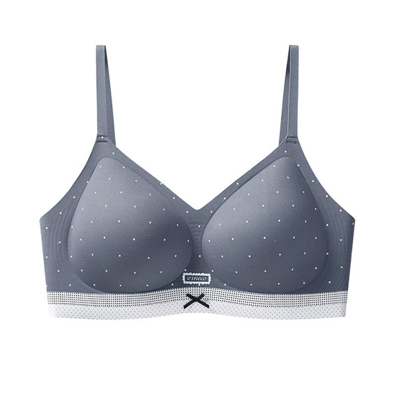 Polka Dot Bow Sweet Ballet Style No Wire Bra For Women