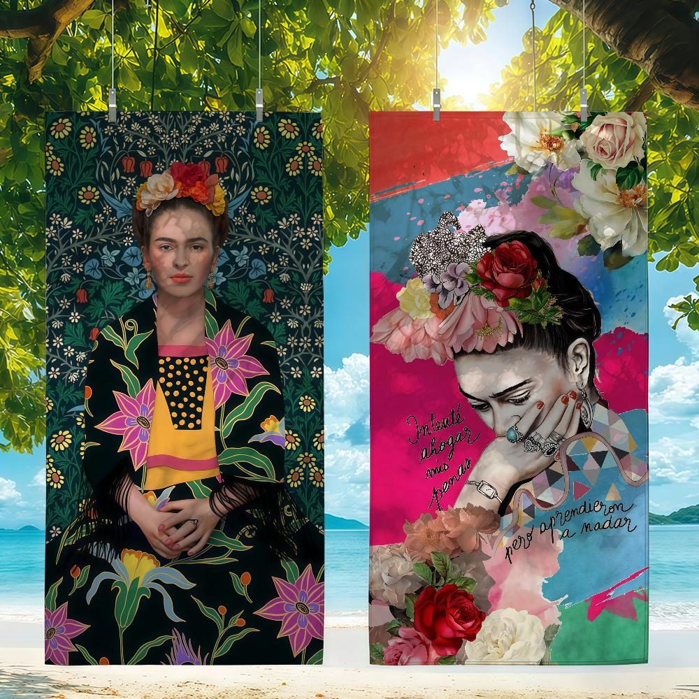 Classic Art F-Frida Flower K-Kahlo-S Towel Quick Drying Beach Towels Are Suitable For Swimming Pools Camping Yoga And The Gym