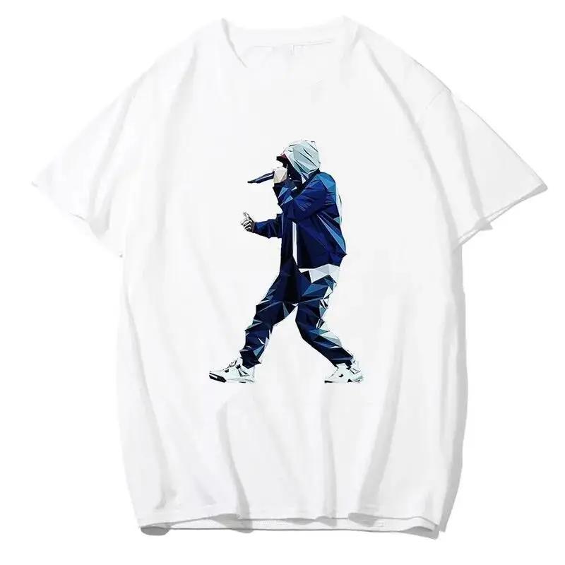 2025 Sommer Rapper Eminem Grafikbedrucktes T-Shirt Herren Retro Reine Baumwolle HipHop Mode Lässig Locker geschnittenes T-Shirt Damen