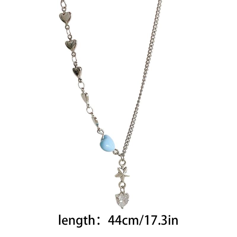 Süße Coole Zirkon Herz Anhänger Halskette Metall Herz Choker Mode Halskette Elegante Schlüsselbein Kette Y2K Schmuck