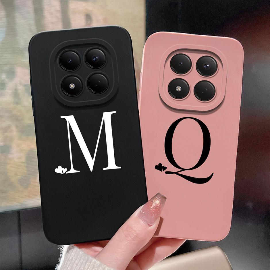 For Redmi Note 15 Pro 4G 5G Cases Simplicity 26 Letters Shockproof Liquid Silicone Cover For RedmiNote15 RedmiNote15Pro Fundas