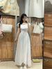 French ruffle edge one-word shoulder dress children's summer new super good-looking niche design temperament long dress