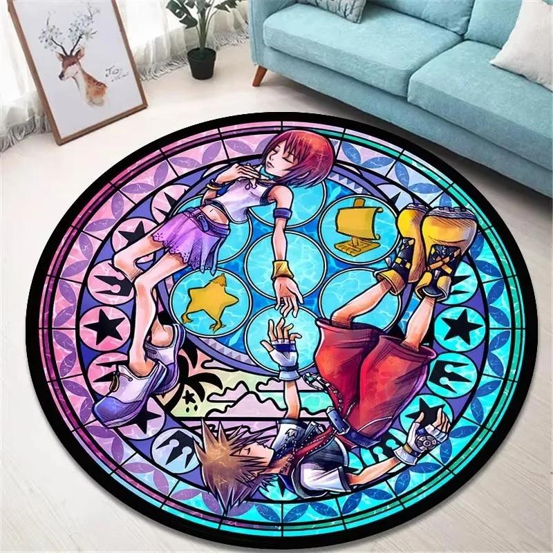 Kingdom Hearts Rond Vloerkleed Anime Gaming Tapijt Antislip Vloermat Slaapkamer Decor Zacht Cadeau Voor Gamer Kinderen 40x40cm flannel