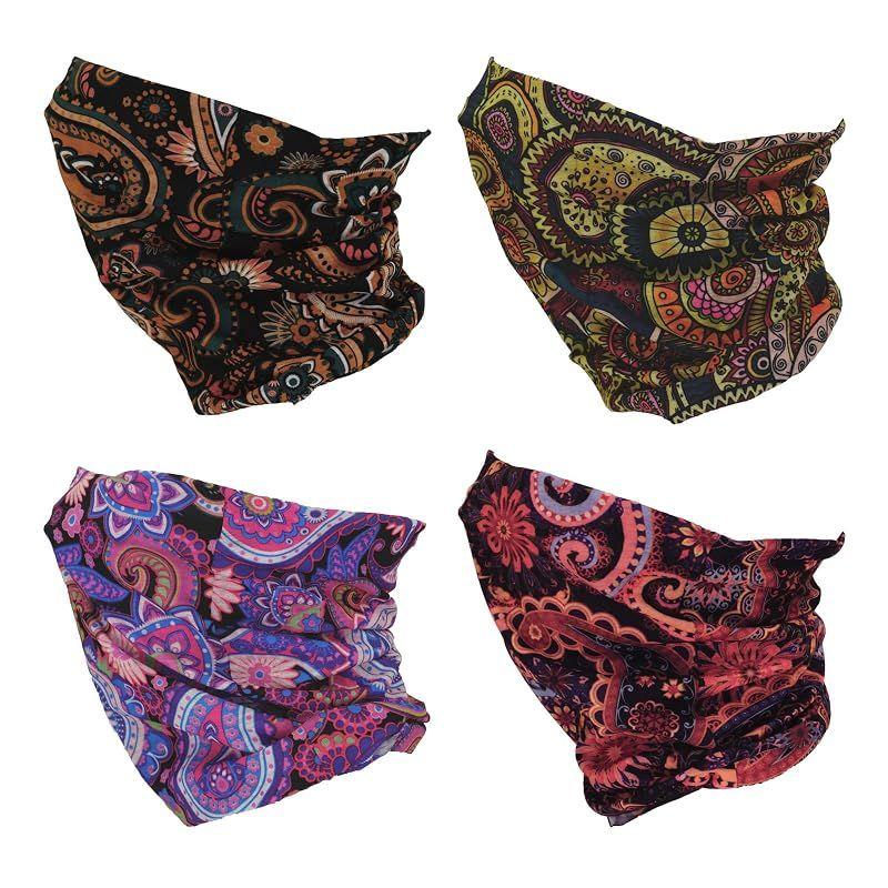 Used [NEW] [SMEHCF] Multi-purpose Bandana 4pcs for Women Men Headband Balaclava Hair Head Scarf Face Half Airsoft Paintball Mask Neck Gaiter