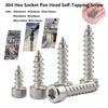 50/100pcs M2 M3 Cylinder Head Hex Socket Screws 304 Stainlesss Steel Fullys Threaded Self-Tapping Screws Suitable for Furniture, Machinery