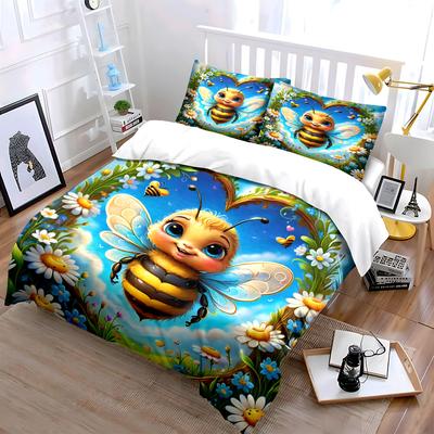 Bee-Themed Nature Decor Set Exquisite Three-Piece Bedding Set Gift For Kids And Adults