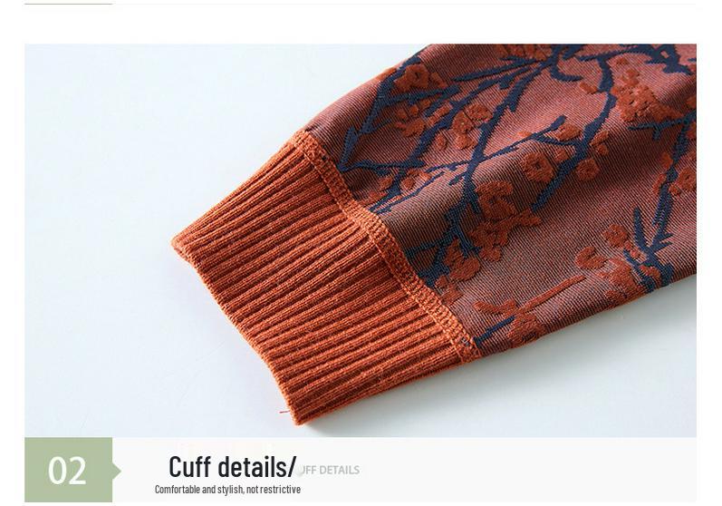 2026 Elegant Jacquard Lapel Long Sleeve T-shirt for Mothers - Spring/Autumn Fashion Pullover