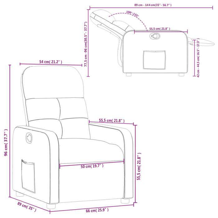 VidaXL Recliner, Chair with Footrest, Seat with Backrest and Armrests, Living Room Furniture, Modern, 374205