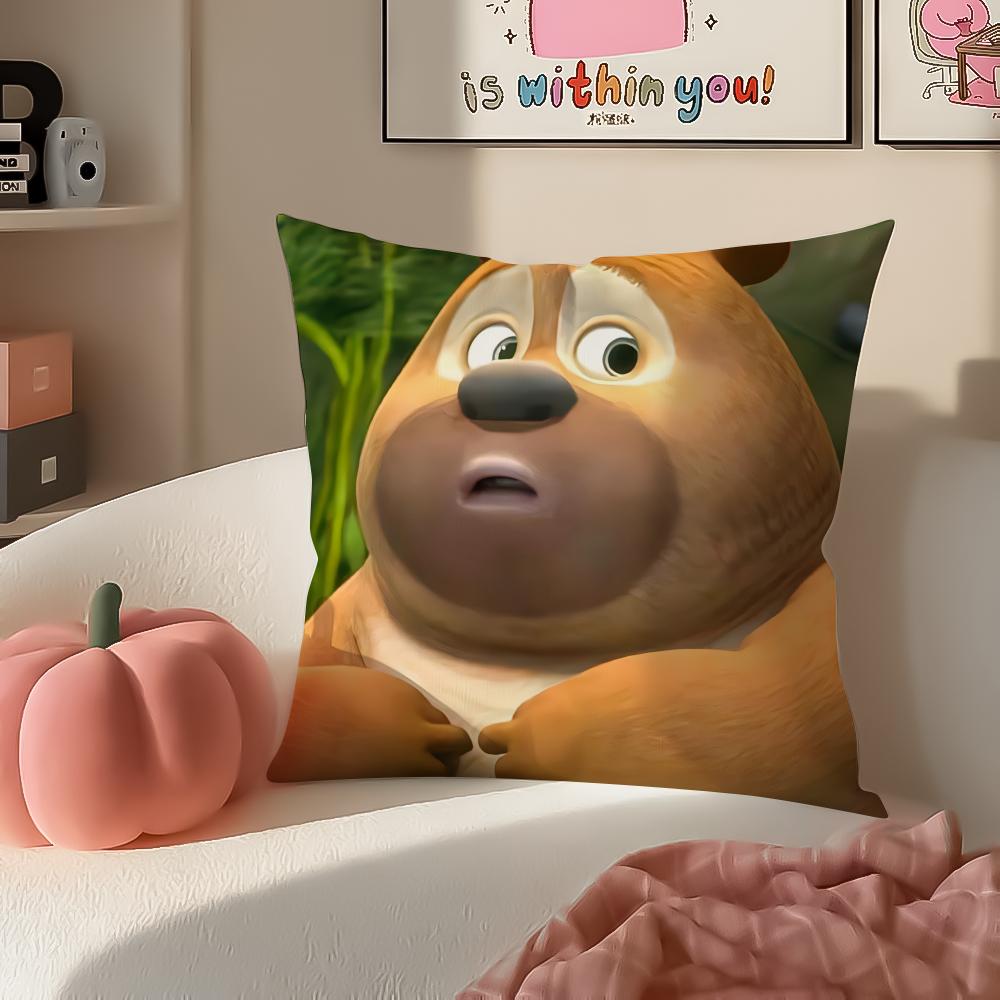 Cartoon BBoonie BBears Cushion Cover Pillowcase Short Plush Invisible zipper Room Sofa Cushion Cover