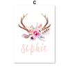 Pink Fairy Unicorn Arrow Flower Name Custom Nursery Wall Art Canvas Painting Posters And Prints Picture For Girl Kids Room Decor