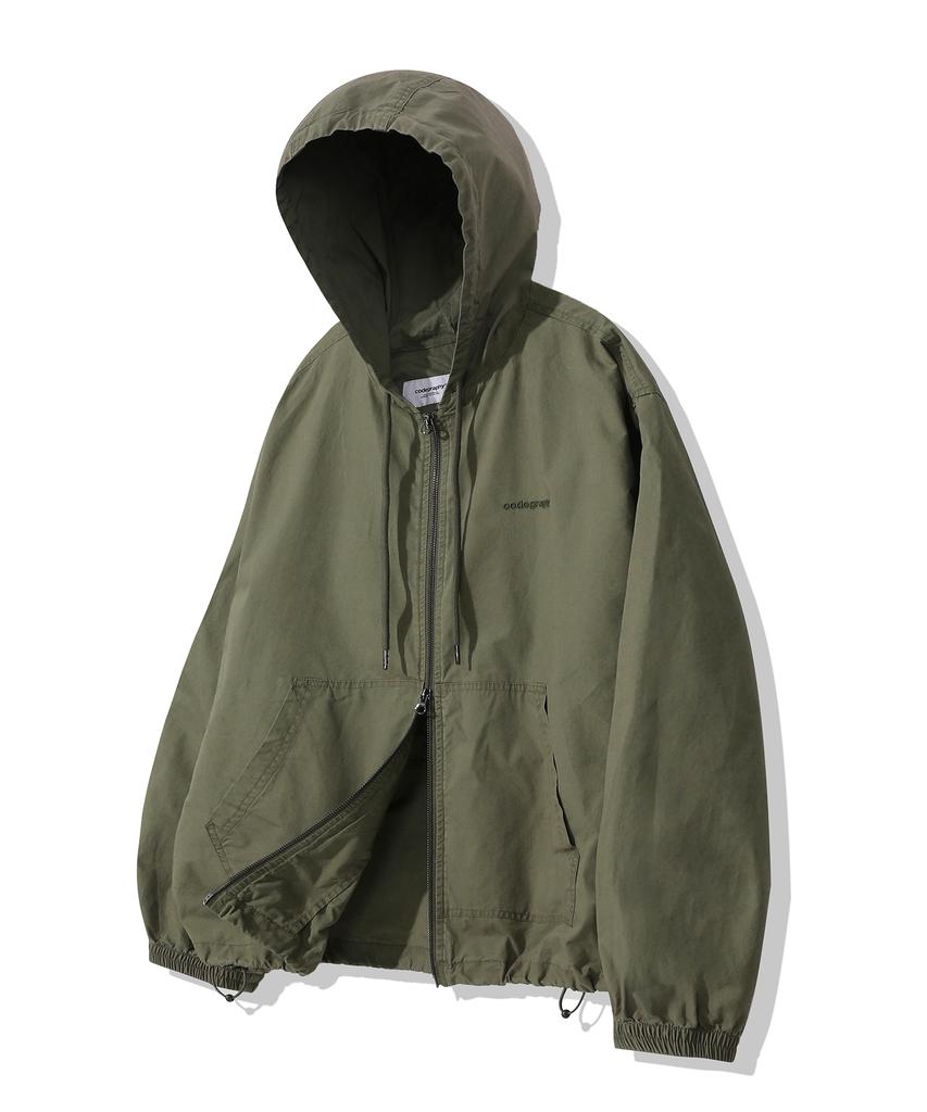 Cgp Garment-Washed 2-Way Tech Short Hoodie Jacket_Khaki