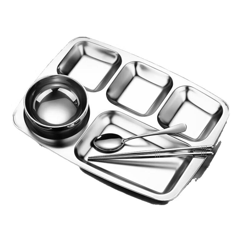 304 Stainless Steel 5-Compartment Meal Tray