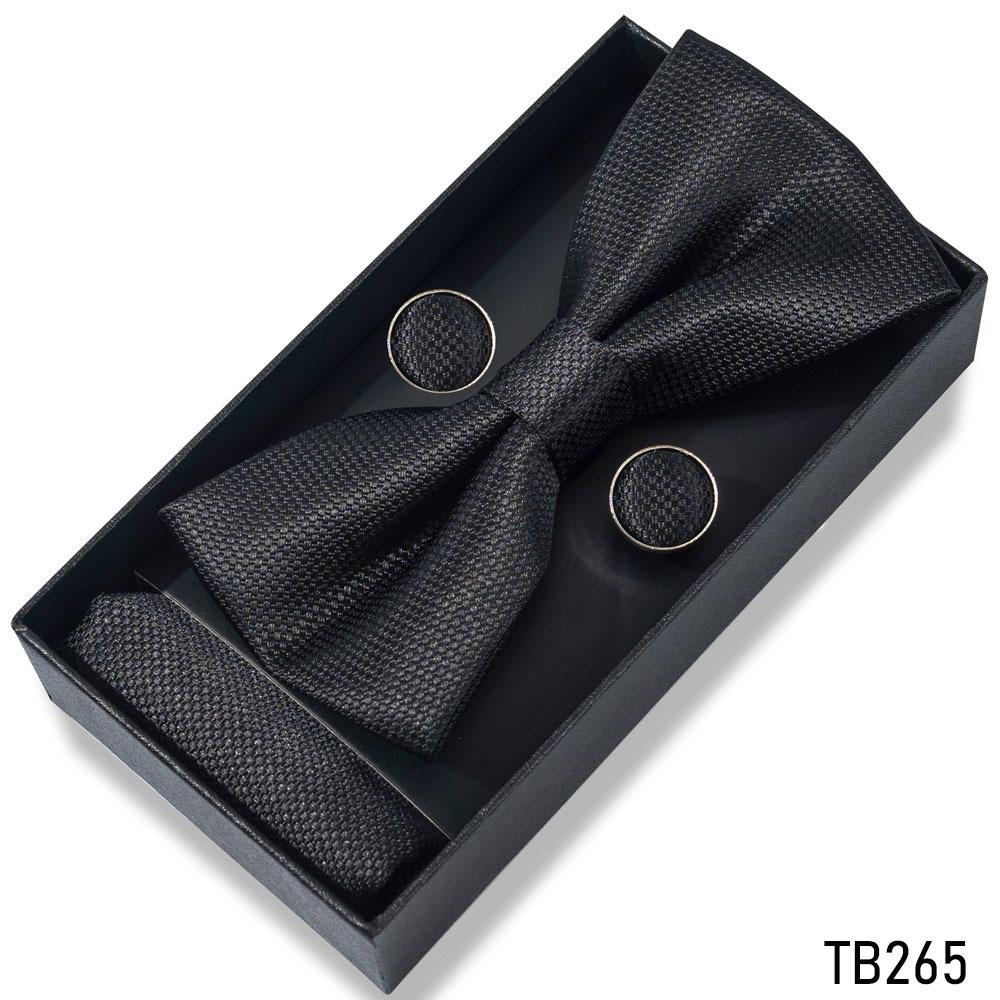 Classic Bowtie Bow Ties for Mens Butterfly Bowknot Pocket Square Cufflinks Suit Set Bussiness Accessories