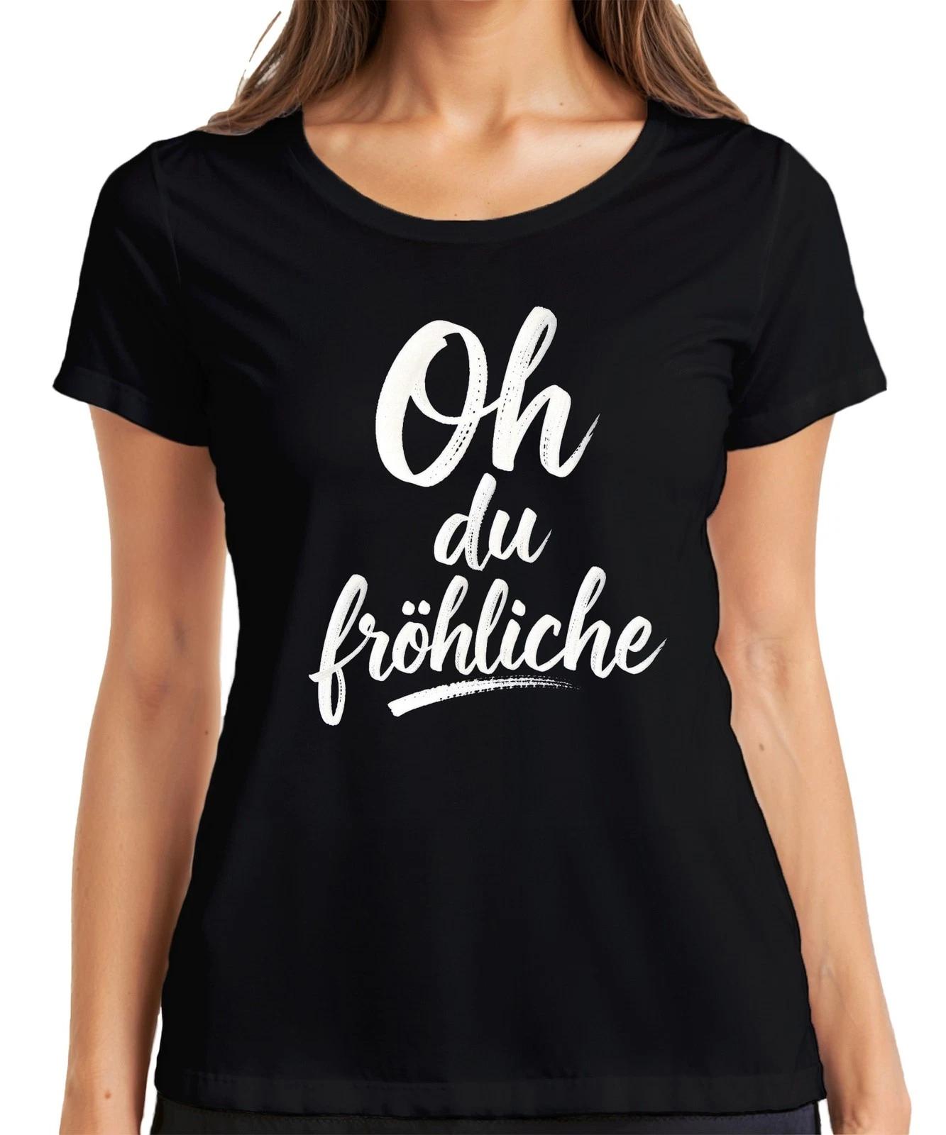 Oh du fröhliche Weihnachten Handlettering Kalligrafie Advent Damen T-Shirt XL