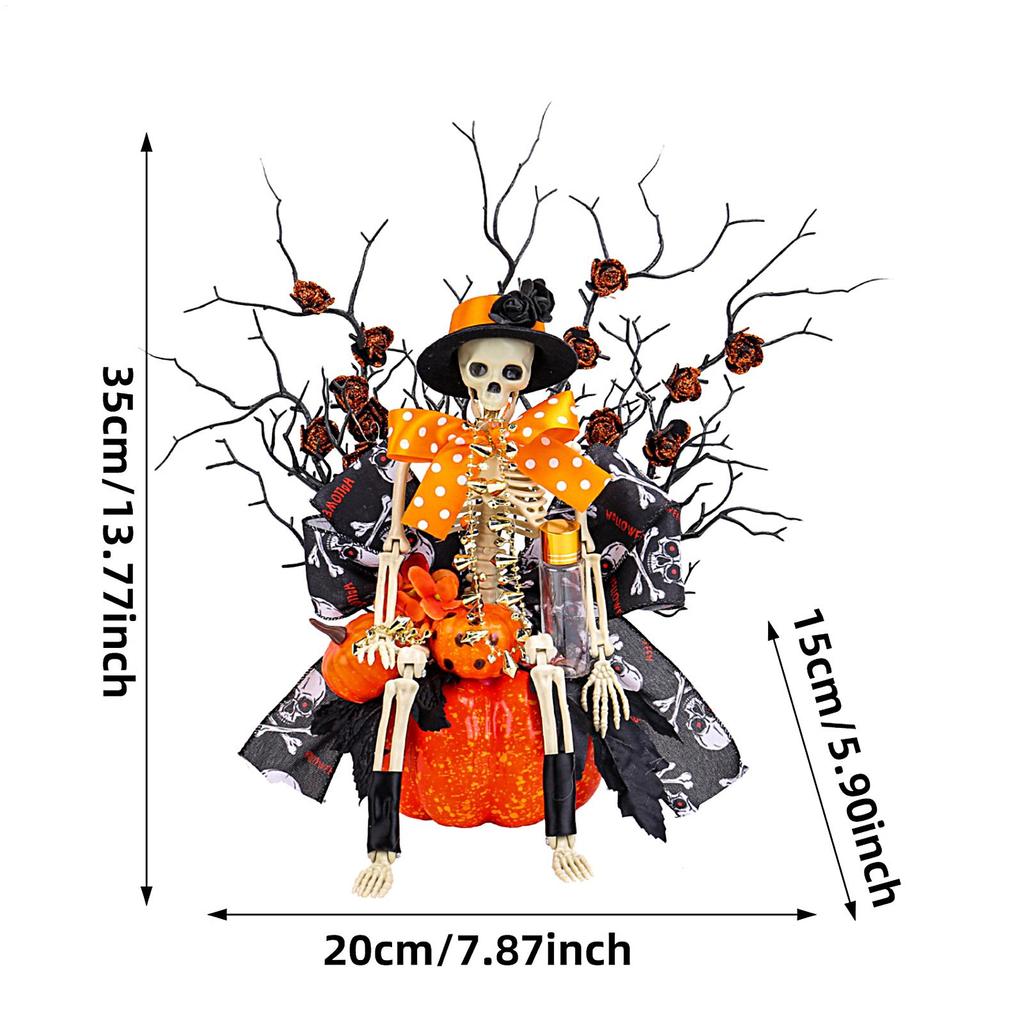 Halloween Figurines Skeleton Pumpkin Figurine Halloween Realistic Skull Ornament For Bookshelves Porch Living Room Entryway