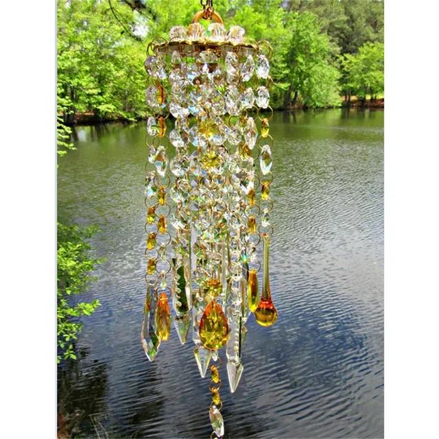 Chandelier Wind Chimes for Home Room Decor Colorful Crystal Wind Chimes Outdoor Garden Backyard Patio Lawn Decor Gifts
