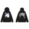 Mens Oversized Hoodie With Embroidered Skull Spine Design Streetwear Casual Pullover Cotton Blend Loose Fit