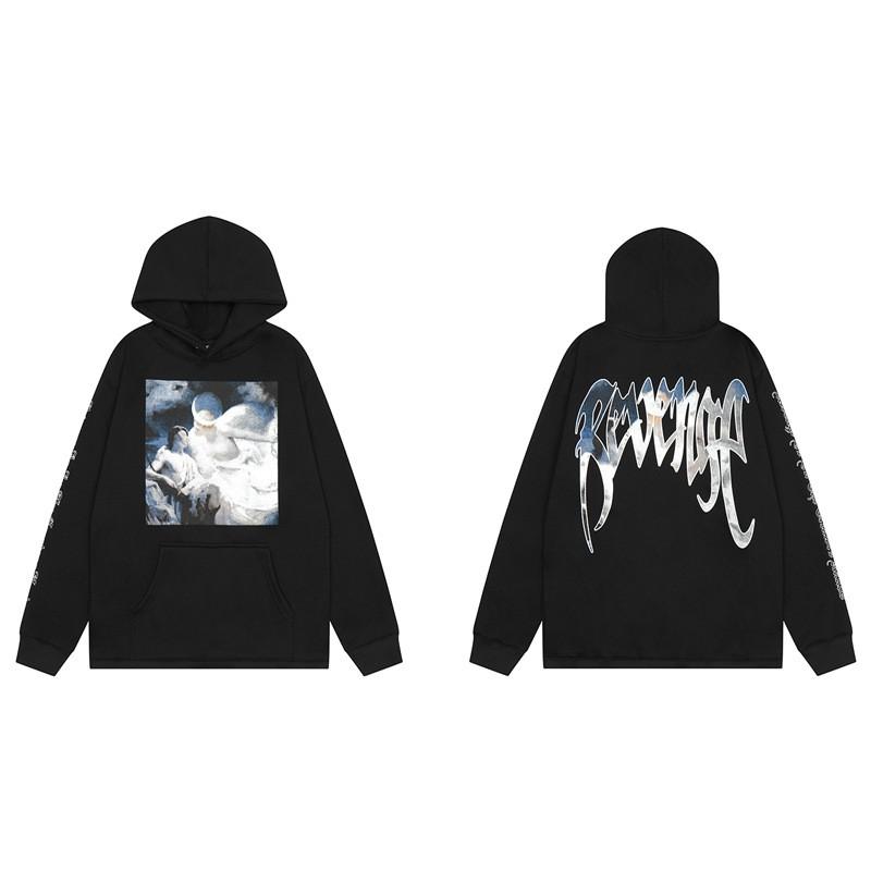Mens Oversized Hoodie With Embroidered Skull Spine Design Streetwear Casual Pullover Cotton Blend Loose Fit