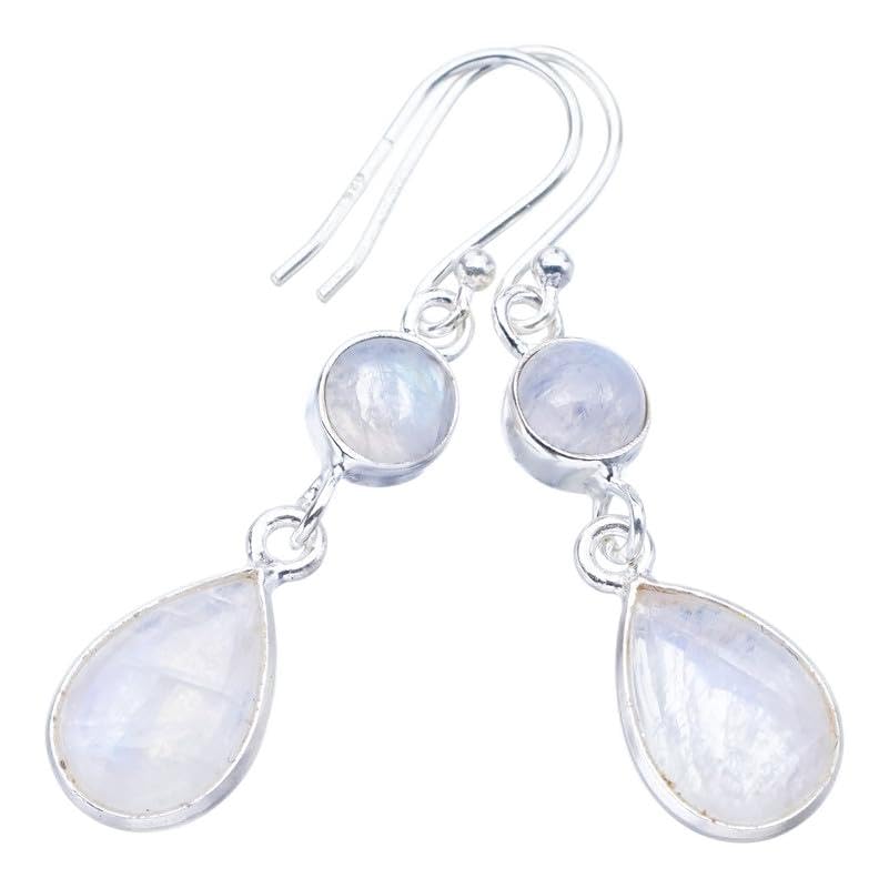 

StarGems® Natural Moonstone Handmade 925 Sterling Silver Earrings 1.5 F5916