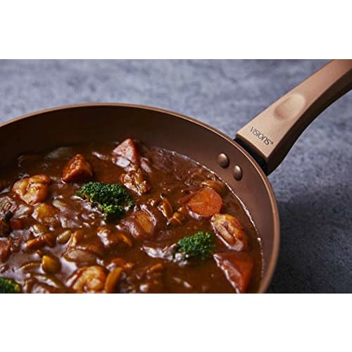 PEARL METAL VISIONS Deep Frying Pan, 24cm, Induction Compatible, Gold Coating, CP-8814