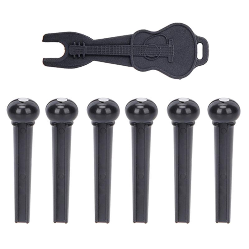 Acoustic Guitar Bridge Pins with Bridge Pin Puller Set Bass Guitar Bridge Pegs Stringed Instruments String Nail Remover