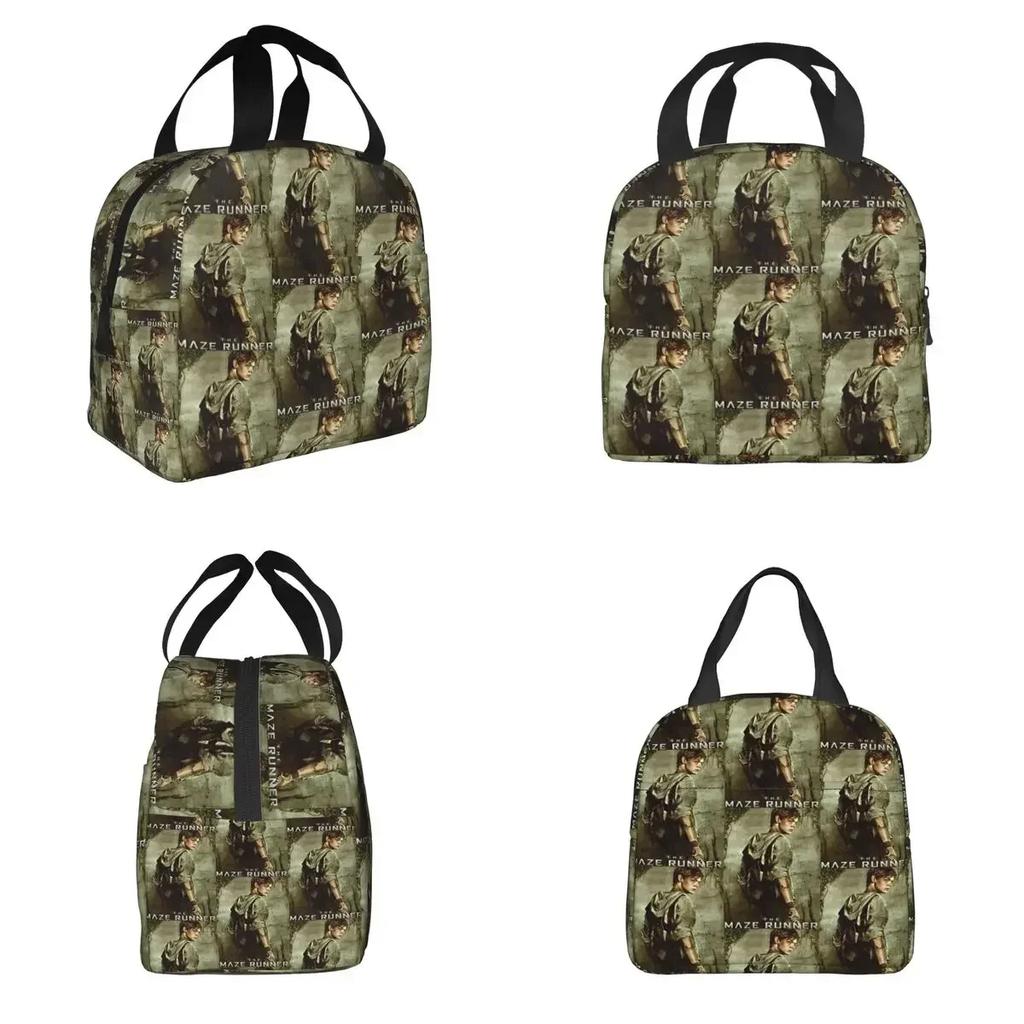 Vintage Newt Maze Runner Movie Insulated Lunch Bag for Women Children Portable Food Boxes Thermal Lunch Box Tote