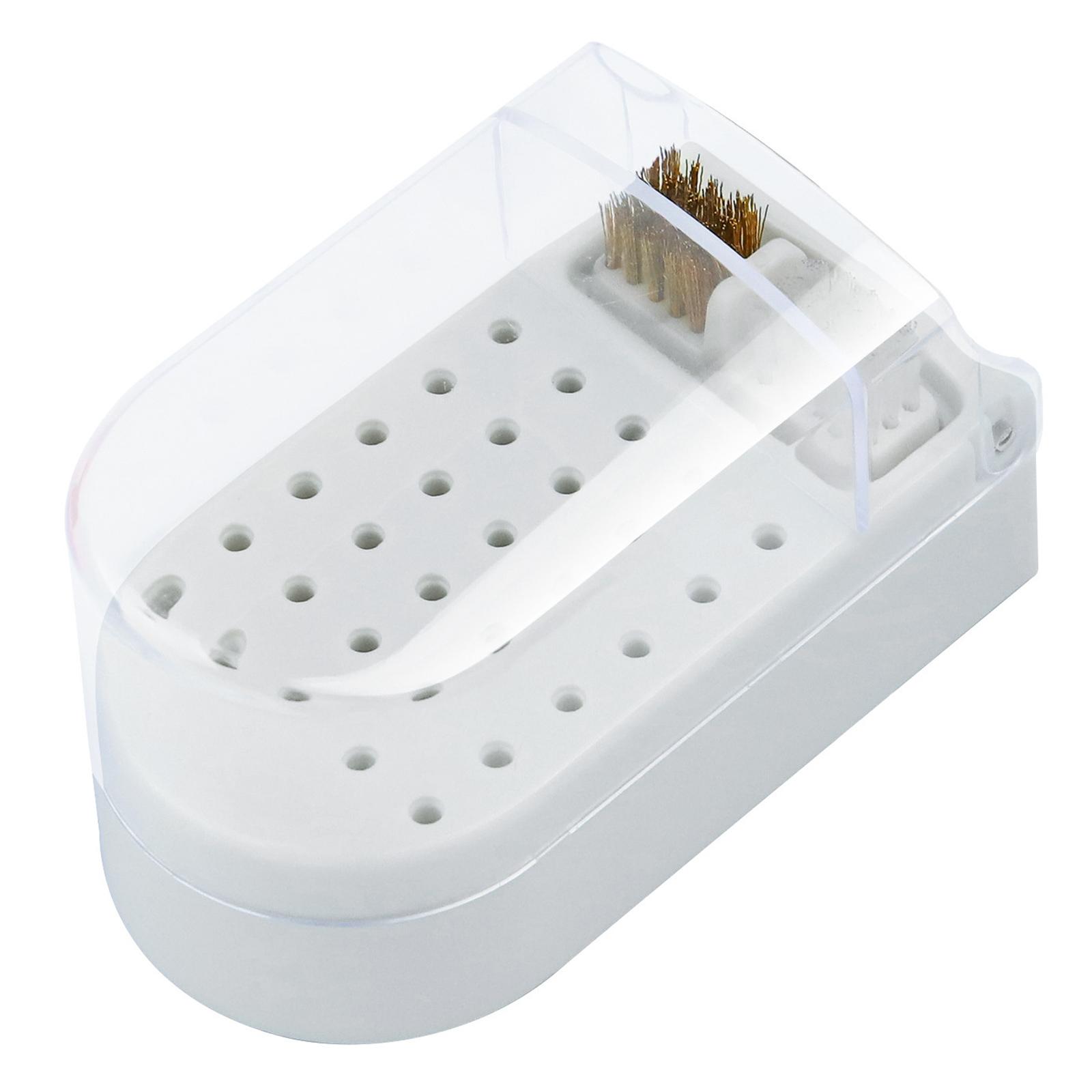 

2 в 1 держатель для сверл для ногтей, чехол для чистки сверл, 30 отверстий, пылезащитная подставка для сверл для дизайна ногтей белый