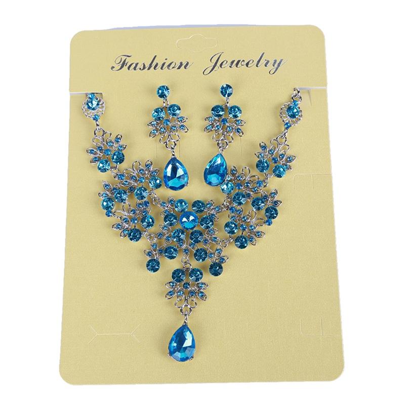 

Женский изысканный дизайн, элегантный ювелирный подарок, свадебные серьги, регулируемый кулон, комплект ожерелья One Size синий